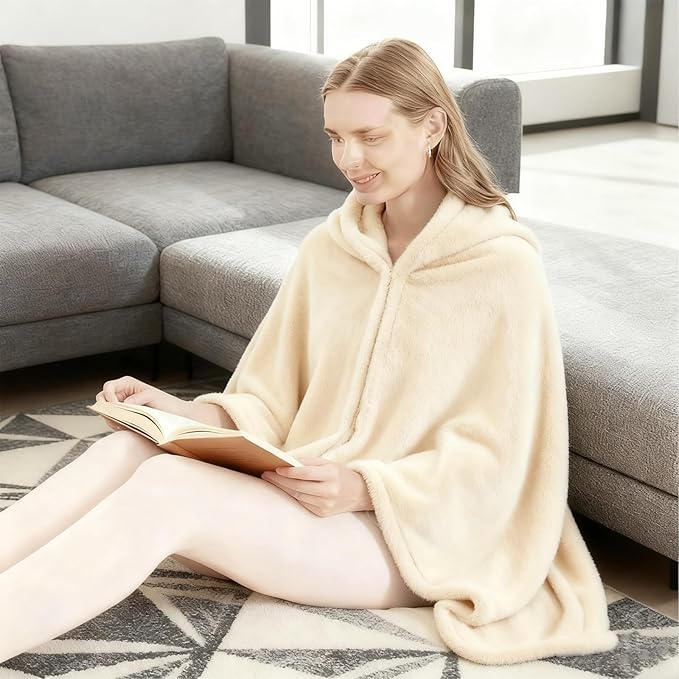 SNZ Cozy Wearable Blanket for Women & Men - 60"x33" Fleece Poncho, Warm Office Chair Lap Blanket, Travel, Camping & Home Wrap - Comfy Poncho Throw - Gift for Mom, Elderly