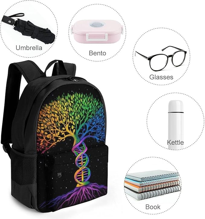Adults Lightweight Dna Tree Of Life Art Shoulder Book Bags Big Capacity Shoulder Bag With Adjustable Shoulder Straps for Trekking Work Walking Cycling