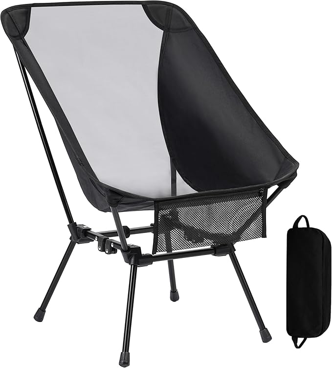 Aluminum Camping Chair with Storage Bag, 400lb Capacity, Roomier & Compact Folding Chairs for Adults, Lightweight & Portable for Backpacking, Camping, Fishing, Hiking