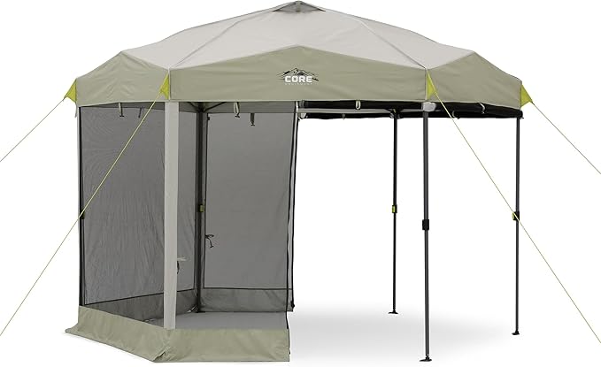 CORE 11.5’x10’ Instant Screen House | Folding and Portable Large Pop Up Tent Gazebo Canopy Shelter with Included Carry Bag | Perfect for Family Camping, Outdoor, Picnic, Backyards, and Tailgate