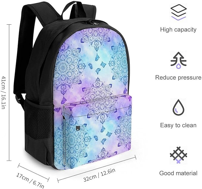 Backpack Lightweight Anti-Theft Multipurpose Geometric Mandala Pattern Shoulder Bag Large Capacity Travel Hiking Backpack With Padded Straps