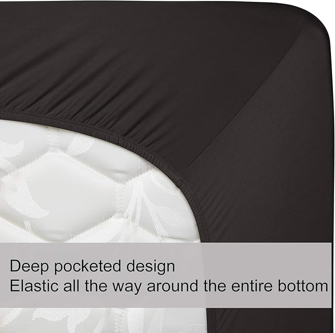 Full Size Fitted Sheet Only - 4-Way Stretch Jersey Knit, T-Shirt Feeling & Ultra Soft, Wrinkle Free, Non-Slip & Snug Fit for Mattress (Deep: 5"-16") - Brown, Full