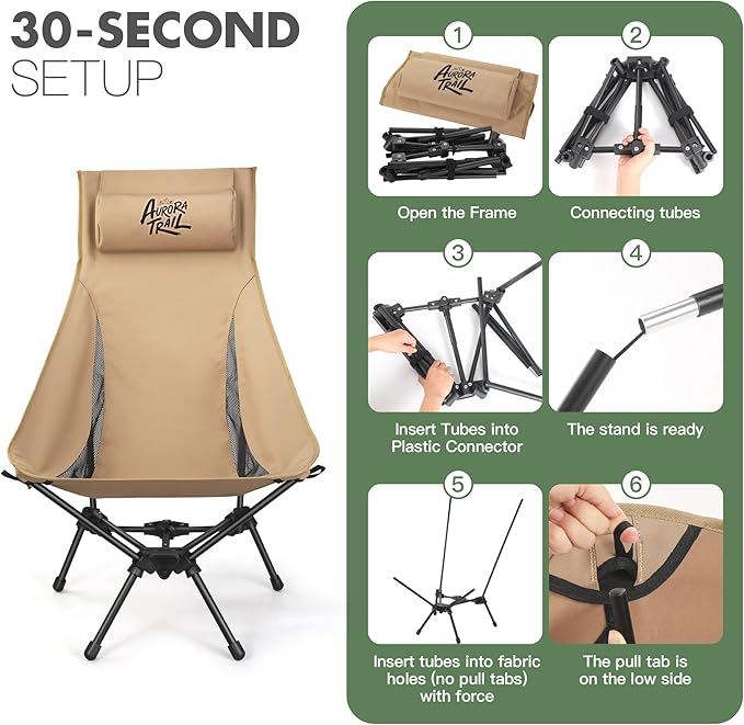 Compact Folding Camping Chair,Backpacking Chair,Supports 374lbs,Portable Travel & Hiking Chair,Lightweight Design,Perfect for Hiking Gear, Picnics and Traveling