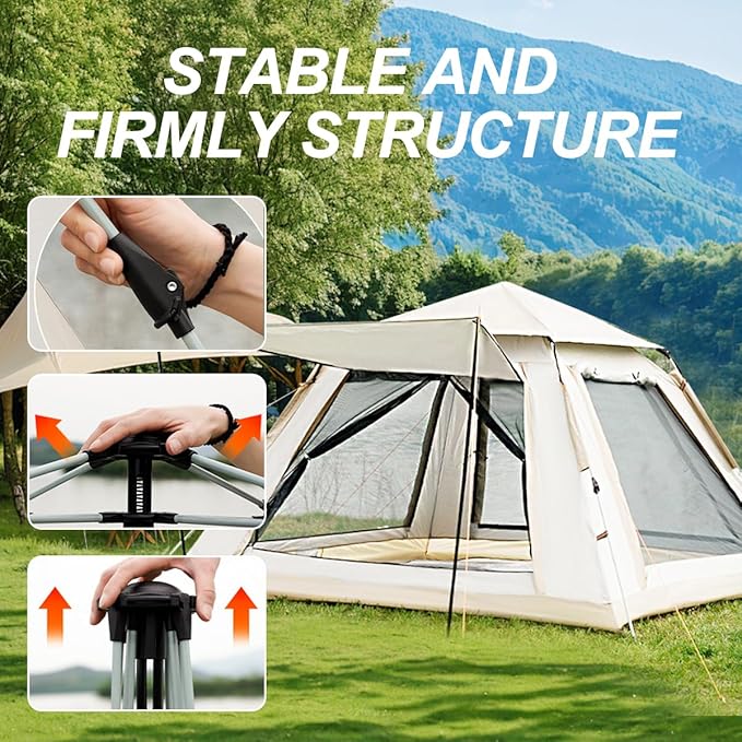 Camping Tent 4 Person, 4-Person Dome Tent, Tents for Camping Instant Automatic pop up Tent for, Backpacking, Hiking Camping Outdoor Essentials