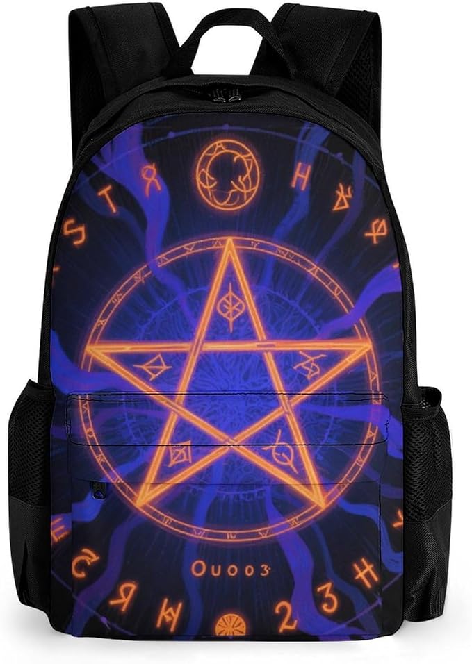 Shoulder Book Bags Anti-Theft Multipurpose Big Capacity Bookbag, Ancient Witch Magic Spirit Board Art Travel Hiking Backpack With Smooth Zippers