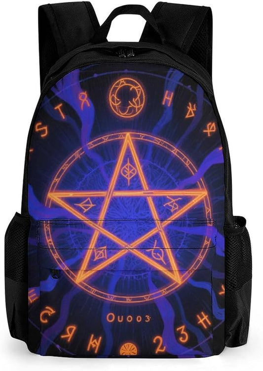 Shoulder Book Bags Anti-Theft Multipurpose Big Capacity Bookbag, Ancient Witch Magic Spirit Board Art Travel Hiking Backpack With Smooth Zippers