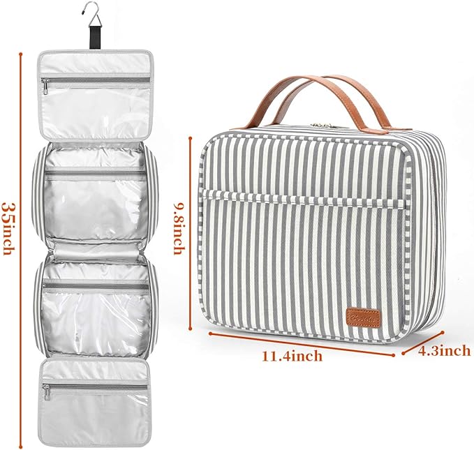 Bosidu Hanging Travel Toiletry Bag,Large Capacity Cosmetic Travel Toiletry Organizer for Women with 4 Compartments & 1 Sturdy Hook,Perfect for Travel/Daily Use/Christmas