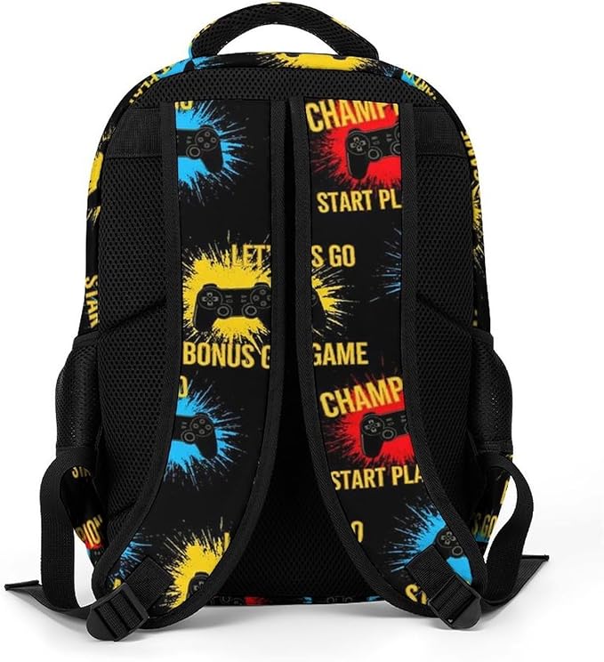 Casual Travel Laptop Backpack Games Joystick Play Video Game, Lightweight Anti Theft Computer Bag with Large Capacity for Men Women College Work