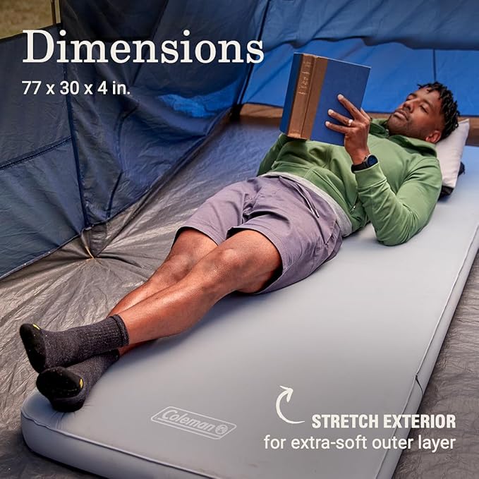 Coleman Cloudland Self-Inflating Sleeping Pad, Extra Thick Insulating Foam, Air Fills in Minutes, Comfortable Camping Pad