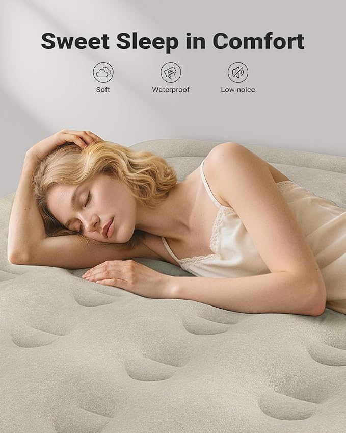 iDOO Air Mattress Queen with Built in Pump, Inflatable Mattress Queen Size, 18" Raised Blow up Mattress for Camping, Guests, Portable & Waterproof Air Bed, Colchon Inflable