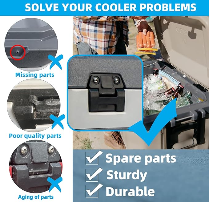2PCS Cooler Hinges & Screws Kit for Igloo 25/52/72 Qt BMX Coolers - Exact Fit Replacement Hinges (Heavy-Duty Design)