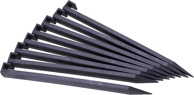 Landscape Edging Spikes, 12 Pcs 10 Inch Garden Stakes Anchoring Spikes for Paver Edging, Weed Barriers, Turf, Tent, Weed Barrier, Timber, Carpentry, Tent etc. (12, Black)