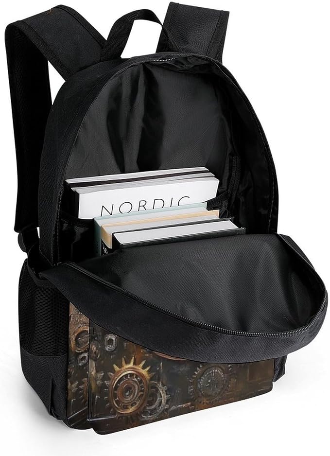 Rucksacks Multipurpose Anti-Theft Big Capacity Bookbag, Vintage Steampunk Clocks Travel Hiking Camping Rucksack With Padded Straps
