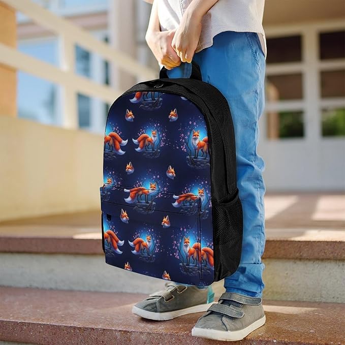 Supdreamc Polyester Daypack for Hiking Work Running, Big Capacity Anti-Theft Multipurpose Shoulder Bag, Anime Fox Travel and Sport Backpack Rucksack