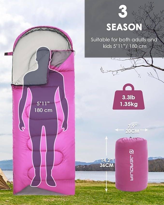 Sleeping Bags for Adults Cold Weather - 20 Degree Big&Tall Size Backpacking Lightweight Waterproof for Girls Boys Mens Teen Women for Camping Hiking Outdoor Travel Hunting with Compression Bags