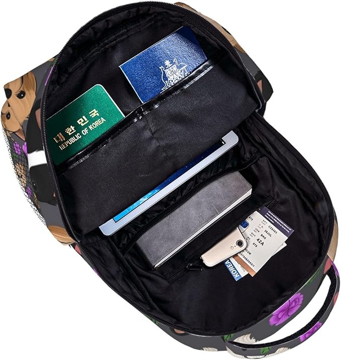 Casual Daypack Multipurpose Anti-Theft Large Capacity Carry On Bag, Boxer Dogs And Flower Casual Daypack Climbing Shoulder Bag With Padded Straps