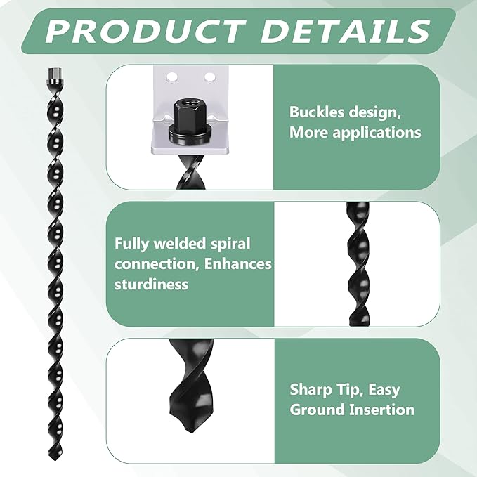 24" Ground Anchors Screw in, 4PCS Heavy Duty Mobile Home Anchors, Multi-Purpose Earth Anchors with Brackets and Adapter for Drill, Ideal for Mobile Homes, Storage Sheds and Carports (Sliver)