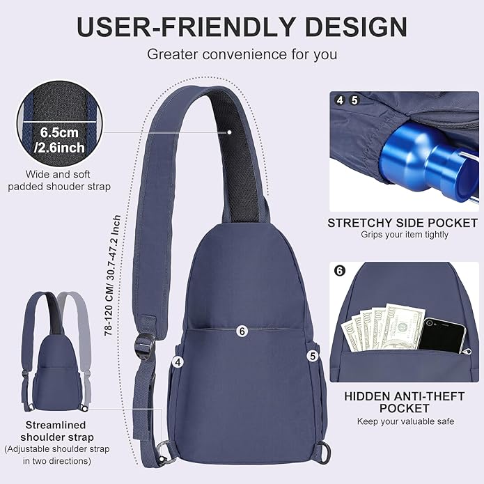AOTIAN Anti-Theft Sling Backpack - Lightweight Water-Resistant Chest Daypack for Travel, Hiking & Outdoor