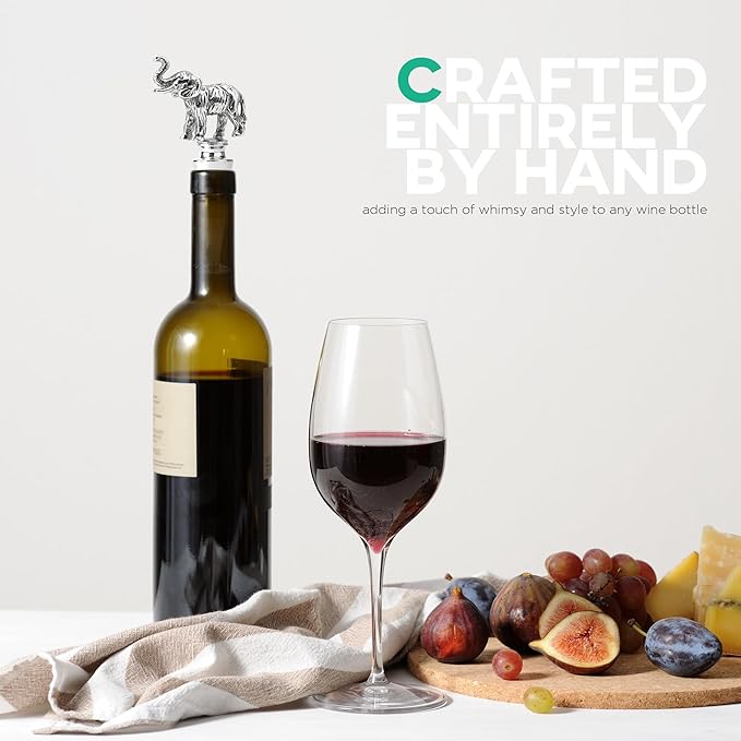 Homestia Wine Stoppers for Wine Bottles, Elephant Wine Beverage Bottle Stopper, Stainless Steel Reusable Wine Corks with Silicone Seal, Bottle Cover Leak proof Keep Fresh