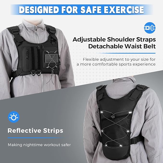 Outdoor Hydration Vest for Running & Hiking, Lightweight Breathable Water Backpack with 2.0L Bladder, Bounce-Free Chest Pack for Marathon, Cycling, Trekking for Men and Women