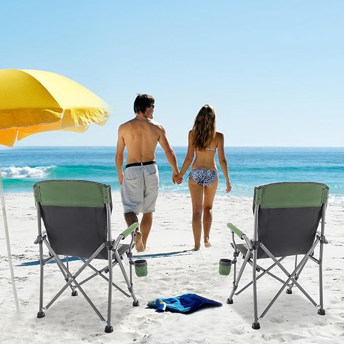 Fishing Chair Camping Chairs Foldable Lawn Beach Portable Campact Chair with Side Pockets and Cup Holder for Adults