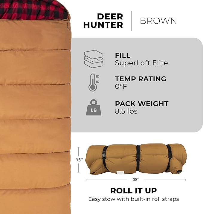 TETON Sports Deer Hunter -35F and 0F Degree Sleeping Bag. Warm and Comfortable Camping Sleeping Bags, Teton Tough Canvas Shell for Camping, Hunting, and Cold Weather