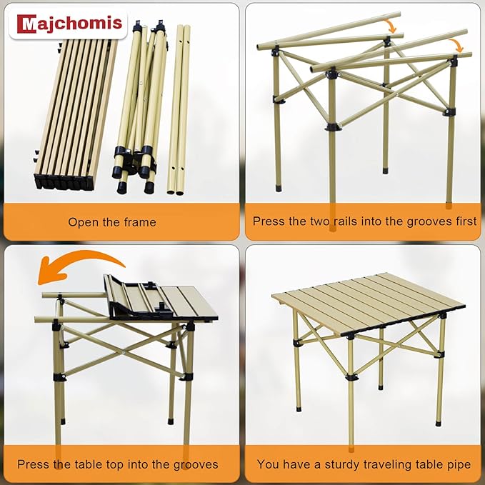 Portable Folding Camping Table Lightweight with Carry Bag, Small Folding Table for Outdoor Camping, Cooking, Picnic, Camp, Boat, Travel (20.8 inch Beige)