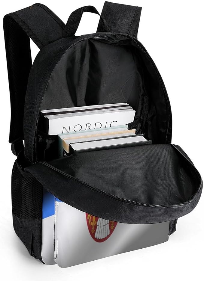 Men Women Polyester Flag Of Serbia Daypack Big Capacity Shoulder Bag With Smooth Zippers for Hiking Work Walking Cycling
