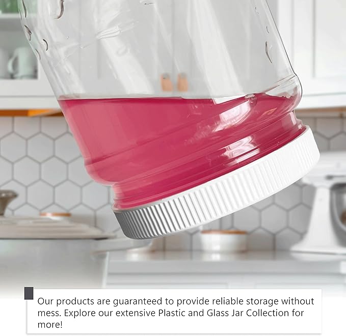 48 Pack of 32 Ounce Plastic Quart Jars with 89RM Leak Proof Seal Lid - Food Grade and BPA Free (32oz, 48pk)