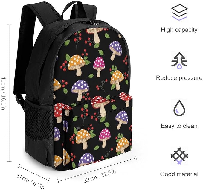 Outdoor Backpack Gym Bag Mushrooms Outdoor Activities with Big Capacity Daypack, College Bookbag
