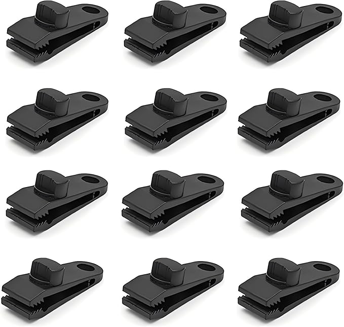 12pcs Heavy Duty Tarp Clips with Lock Grip - Windproof Tent Clamps for Camping, Canopies, Pool Covers, Reusable Multi-Purpose Clips