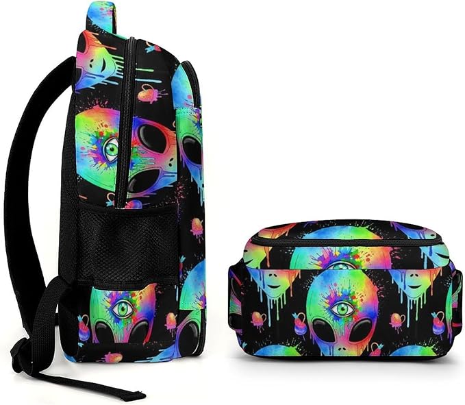 Waterproof Hiking Backpack Alien Trippy Painting Art, Anti Theft Travel Laptop Rucksack with Multi Compartments for Men Women Outdoor Sports