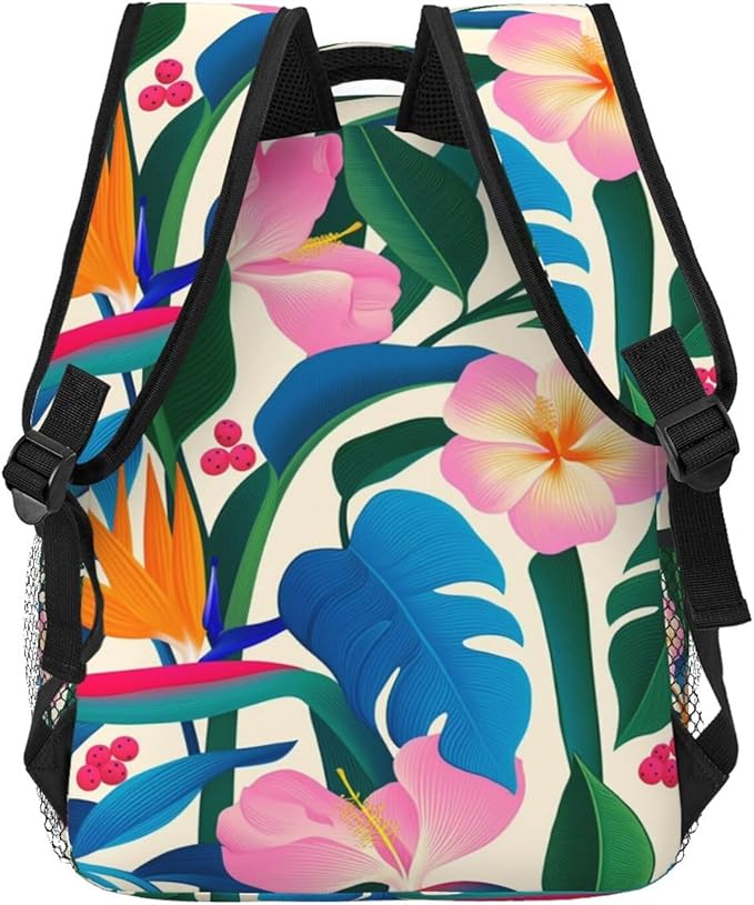 Men Women Lightweight Abstract Colorful Plants And Flowers Casual Daypack Large Capacity Bookbag With Adjustable Shoulder Straps for Gym Business Bicycle