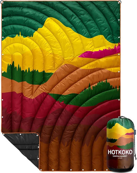 Camping Blanket,Lightweight Puffy Printed Camping Blanket Packable Outdoor Blanket for Camping,Traveling, Stadium, Hiking, Picnics