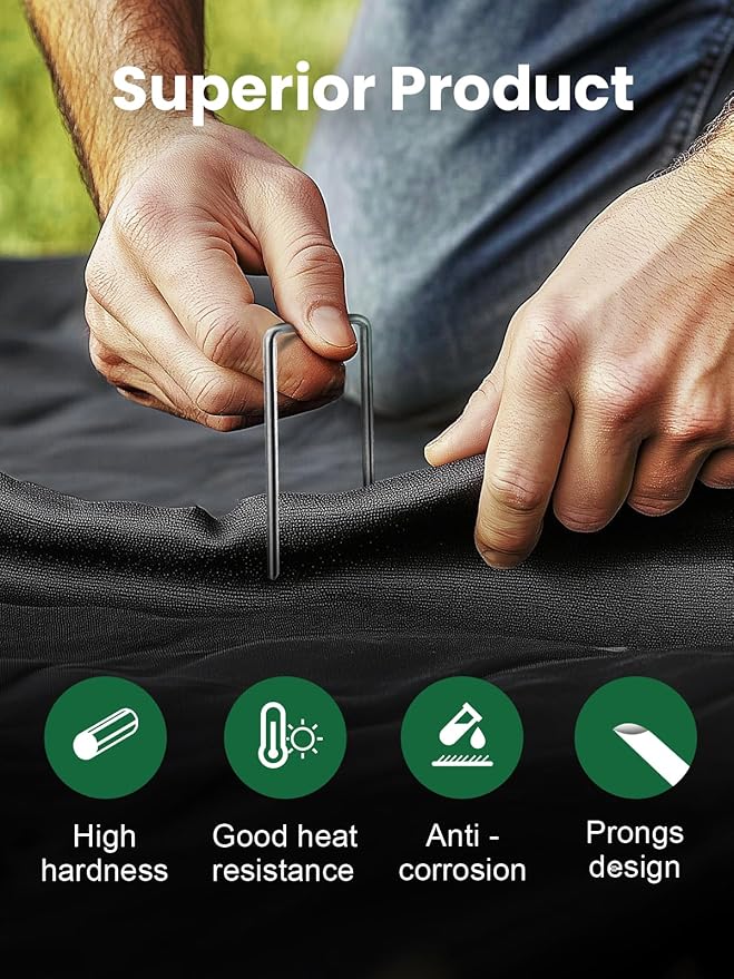 GROWNEER Landscape Staples Anti-Rust, 6 inch 20pcs Galvanized Garden Staples, Tent Stakes SOD Pins Yard Stakes for Securing Weed Fabric Barrier, Ground Cover, Artificial Turf, Dog Fence