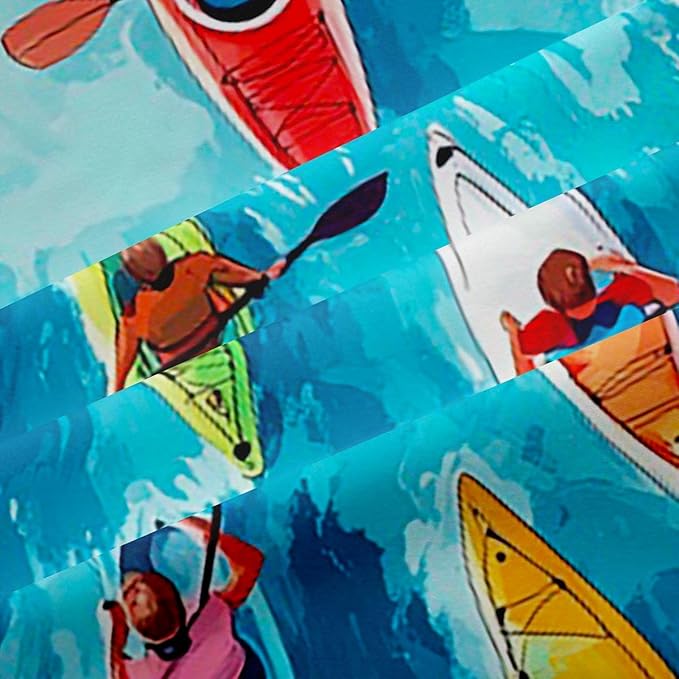 Manfei Go Boating Kids Blackout Curtains,Rowing Boat Lake Adventure Boys Girls Room Decor,Row Paddle Summer Sport Games Window Drapes,Chic Blue 2 Panels,42Wx90L inch