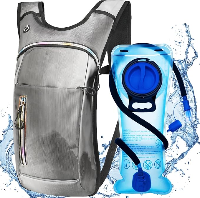 Hydration Backpack, Water Backpack with 2L Hydration Bladder, Rave Backpack Hydration Pack, Festival Essential for Raves, Hiking, Cycling, Climbing, Running, Outdoor, Camping and More