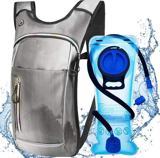 Hydration Backpack, Water Backpack with 2L Hydration Bladder, Rave Backpack Hydration Pack, Festival Essential for Raves, Hiking, Cycling, Climbing, Running, Outdoor, Camping and More
