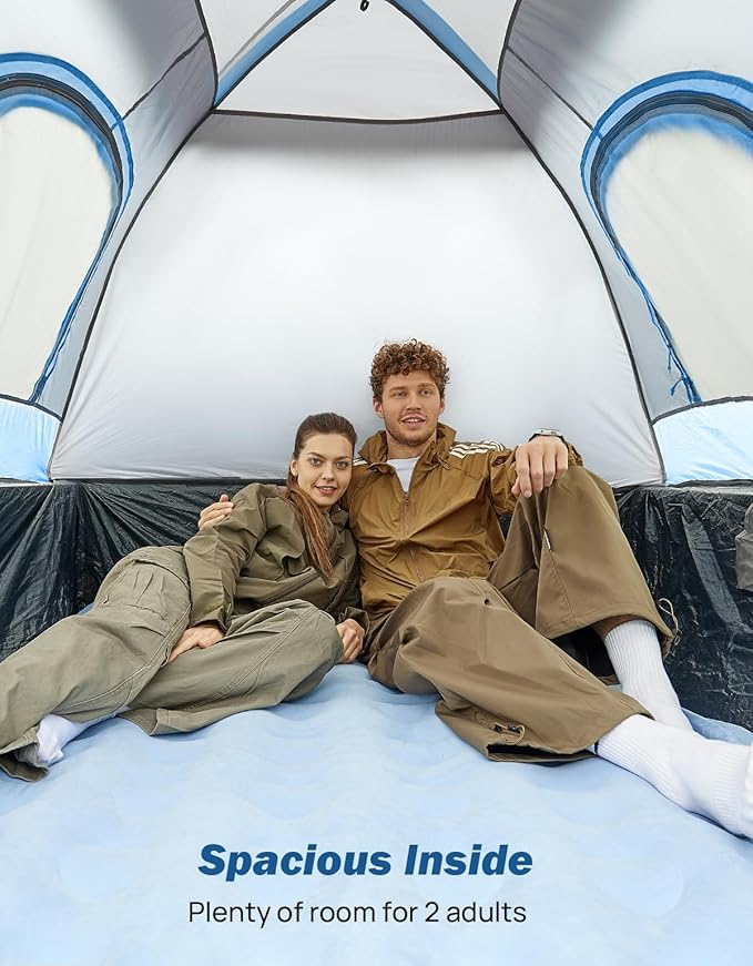 JOYTUTUS Truck Tent with Rainfly 6.0Ft, Straight Spacious Truck Bed Tent with Sky View Mesh, Waterproof PU2000mm Double Layer for 2 Person, Gray Blue
