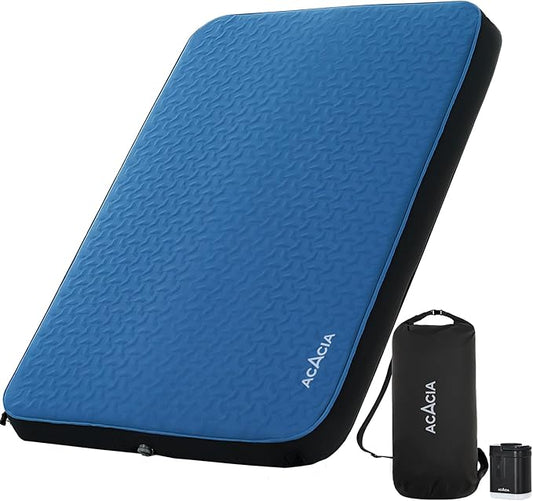 Acacia 4" Thick Self Inflating Sleeping Pad with Foam, Innovative Y-Shaped Telescopic Structure, Ultraportable Camping Mattress with Electric Pump, Outdoor Compact Air Mat for Tent Car Backpacking