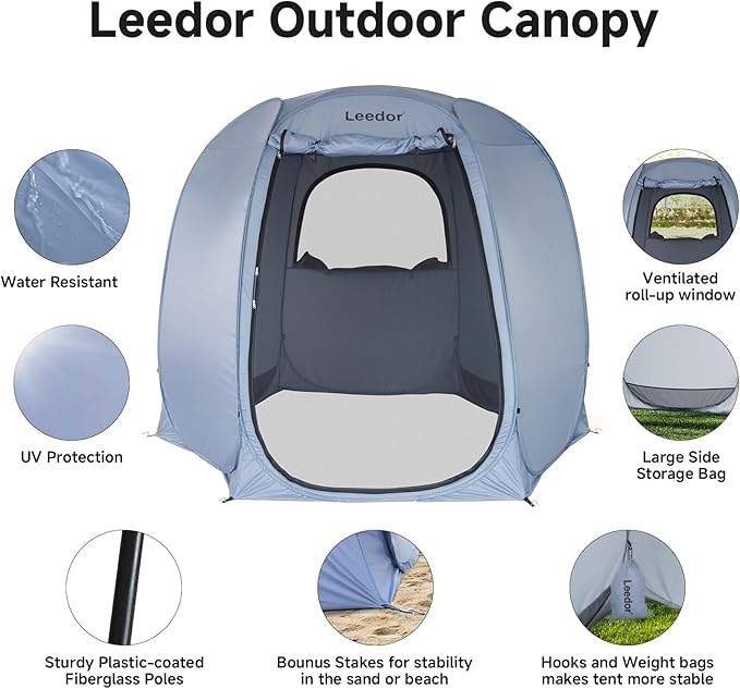 Leedor® 10'x10' Pop Up Canopy Tent - Ventilated Mesh Walls, UPF 50+ Perfect for Camping, Beach, Events, and Outdoor Party Decorations, Hexagon Sun Shade All-Season Shelter (Not Waterproof) 4-6 Person
