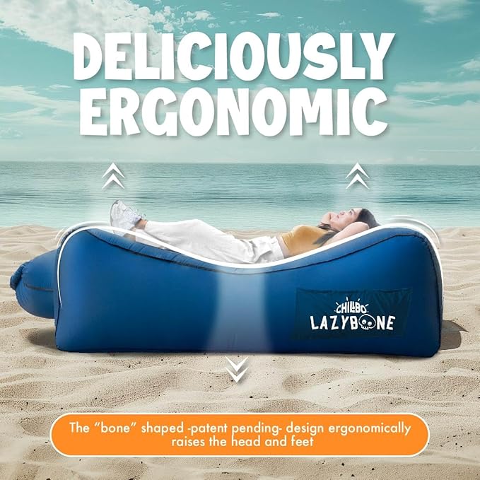Chillbo Lazybone Inflatable Couch - Ultimate Inflatable Lounger for Maximum Chill - The Perfect Blow Up Couch for Music Festivals Or Inflatable Lounger for Camping