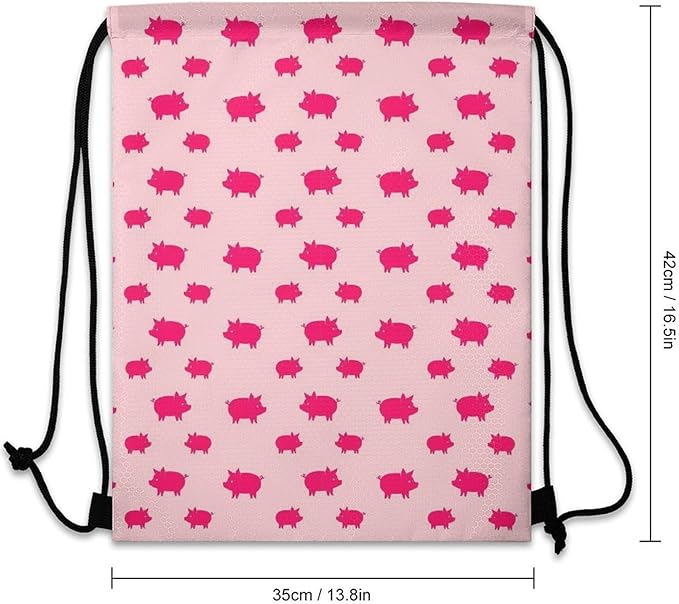 Beam Backpack Large Capacity Drawstring Sack Waterproof Sackpack for Basketball Volleyball Sports Gear Men Women, Pink Pigs Pattern Bags