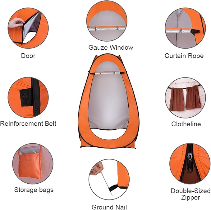 Pop Up Shower Changing Room Privacy Tent, Instant Portable Outdoor Shower Tent, Camp Toilet, Rain Shelter for Camping & Beach Lightweight & Sturdy, Easy Set Up, Foldable,with Carry Bag