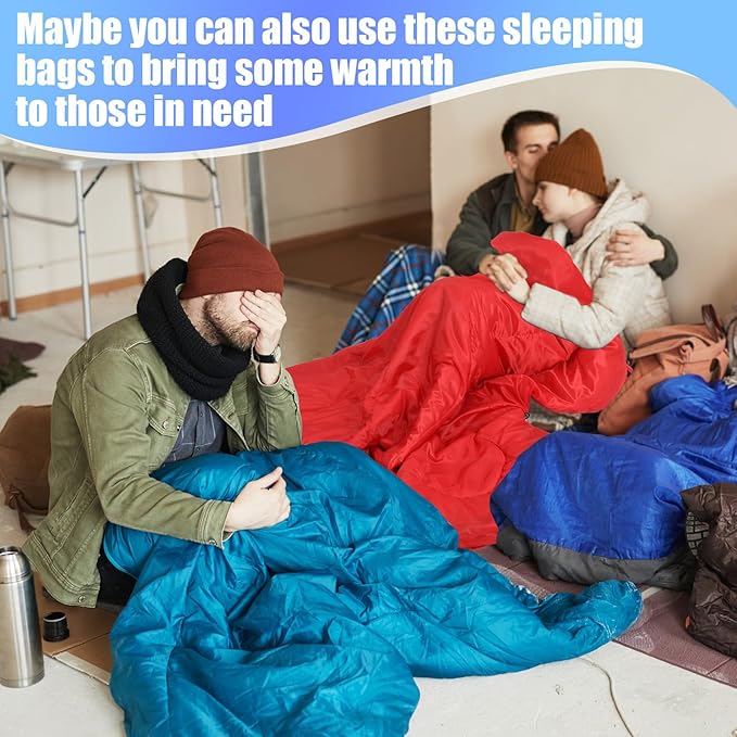 Macarrie 12 Pack Sleeping Bags Set with Compression Sacks, 6 Adult Camping Sleeping Bags and 6 Emergency Survival Sacks for Hiking Outdoor Homeless Shelters Donation Supplies