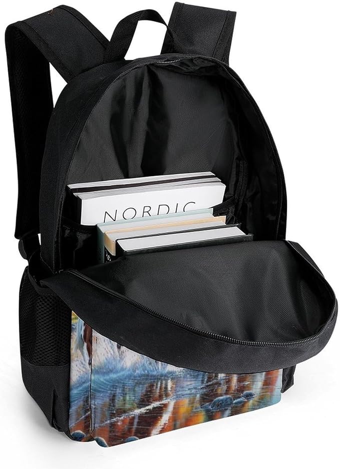 Supdreamc Daypack Backpack Polyester Multipurpose Anti-Theft Beautiful Horses Running In River Waters Shoulder Bag Big Capacity Gym Outdoor Hiking Backpack With Smooth Zippers