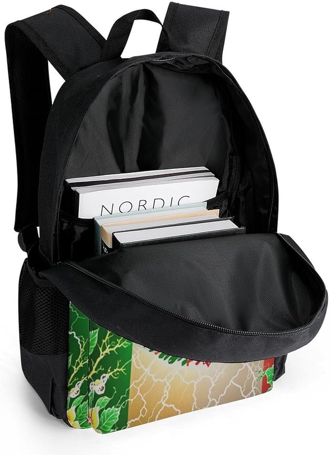 Lightweight Rucksack for Sports Travel Running, Big Capacity Multipurpose Anti-Theft Bookbag, Mexican Flag Lighting Art Travel and Sport Backpack Rucksack