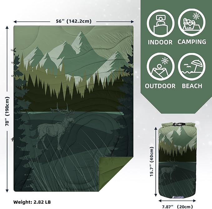 Camping Blanket Puffy - Outdoor Stadium Blanket Wearable, Lightweight, Packable, Machine Washable Camping Quilt for Traveling, Picnic, Beach, Party