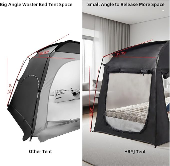Privacy Sleep Indoor Bed Tent for Adults Kids, Portable Blackout 90% Canopy Tents with 3 Doors Breathable Mesh Windows
