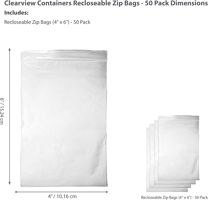 50-Pack 4" x 6" Reclosable Zip Bags – Durable & Convenient Storage Solution